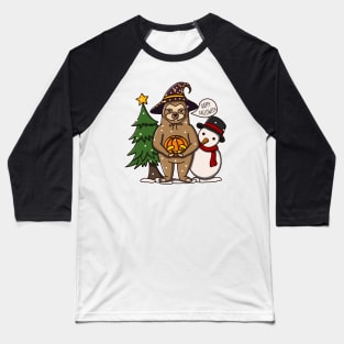 Funny Sloth Celebrates Halloween But On Christmas Baseball T-Shirt